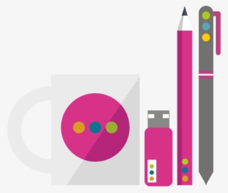 Branded Cup, Usb, Pencil And Pen - Promotional Material Icon Png