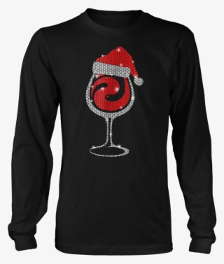 Diamond Wine Glasses Santa Hat Xmas T-shirt Teefig - Science Christmas Shirt