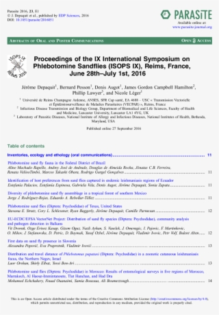 Proceedings Of The Ix International Symposium On Phlebotomine - Osteotome