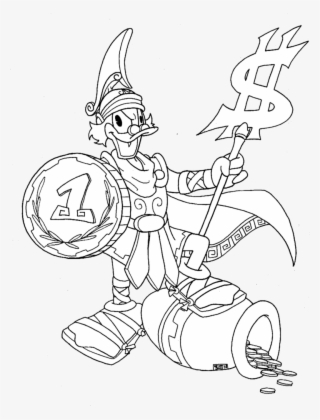 Scrooge Mcduck Dollars Hoplite By 3ntin - Desenho Do Tio Patinhas Preto Em Branco