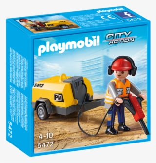 Construction Worker With Jack Hammer - Playmobil Construction Worker With Jack Hammer