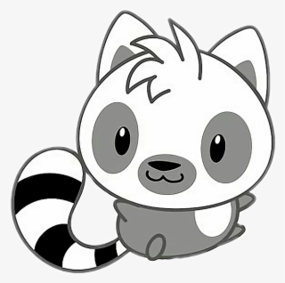 Freetoedit Cute Kawaii Racoon Grey White Black - Ring Tailed Lemur Drawing
