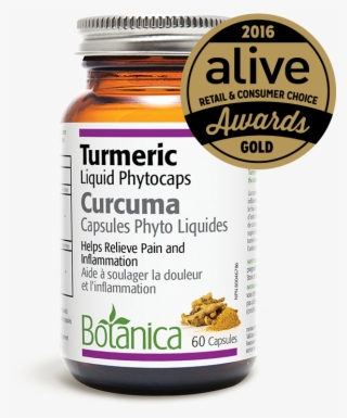 2016 Alive Gold, Herbal Products - Botanica Turmeric Liquid Phytocaps - 60 Caps