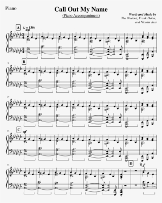 Call Out My Name - Call Out My Name Piano Sheet Music