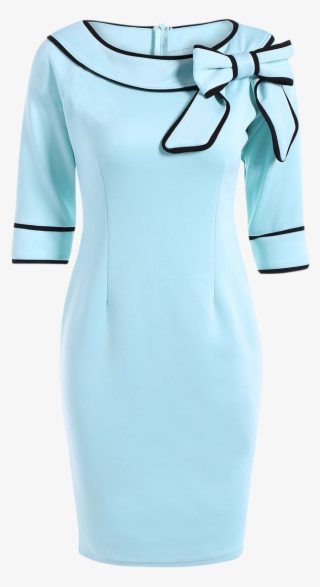 Bowknot Slash Neck Pencil Dress - Dress