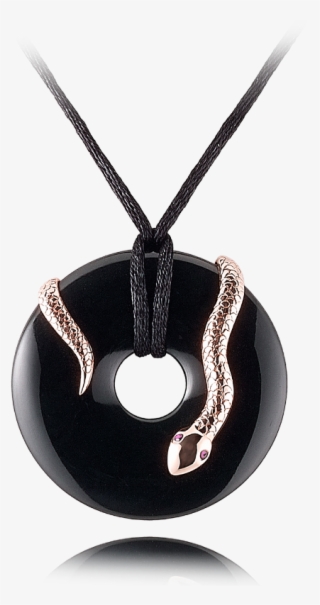 Black Jade Disc Silk Cord Necklace With Yellow Gold - Necklace