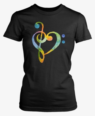 Watercolor Rainbow Heart Bass Clef T-shirt - Too Peopley Outside Shirt