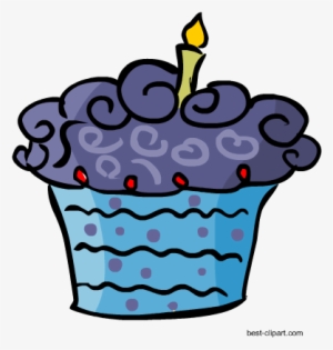 Blue Cupcake With One Candle, Free Clip Art - Cake Prop Printable