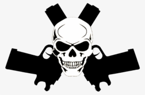 Skull In Guns Cut - Blue Skull With Guns