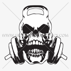 Skull Clipart Kettlebell - Kettlebell Skull With Barbell