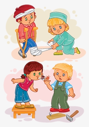 Set Icons Little Boy Sick And Compassionate Girl, Fever, - Compassionate Clip Art