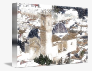 Pen And Ink Of A Church In A Town By Les Morris Clip - Ink