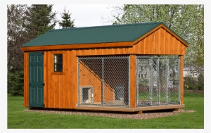 Traditional 2 Box Kennel - Bih Pet Structures 8 X 16 Ft Amish Made Large 2 Run