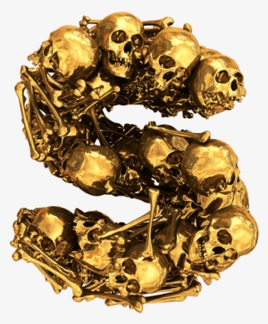 Golden Skull Font - Skull Gold Png