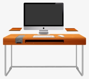 Wood Computer Desk - Computer On Table Cliparts