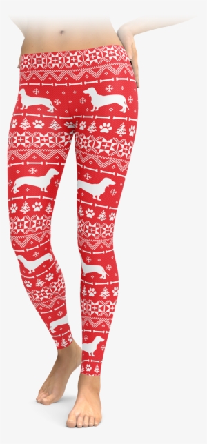 Red Dachshund Holiday Leggings - Leggings