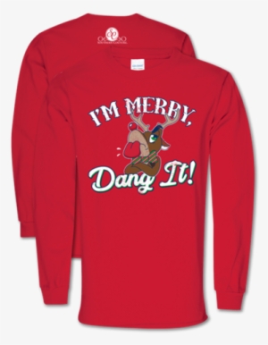 Southern Couture Preppy Merry Dang It Holiday Long - Long-sleeved T-shirt