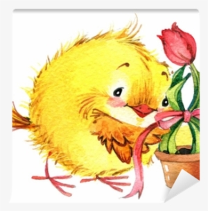 Cute Bird Watercolor Illustration Wall Mural • Pixers® - Watercolor Painting