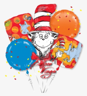 Balloons Clipart Cat In Hat - Bouquet Dr. Seuss Balloon - Mylar Balloons Foil