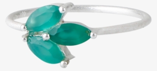 Flower Ring In Sterling Silver With Beautiful Green - Silver