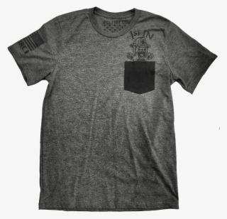 1st In Firefighter Bear Pocket T