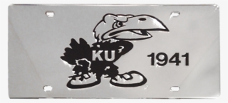 1941 Jayhawk Silver/black License Plate - Kansas Jayhawks