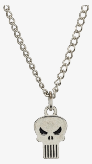 Punisher Logo Necklace - Halskæde Med Rundt Sølv Bogstav Vedhæng