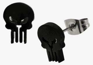 The Punisher Black Logo Stud Earrings