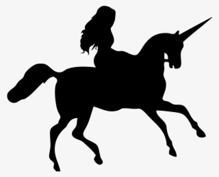 Onlinelabels Clip Art - Woman Riding Unicorn Silhouette