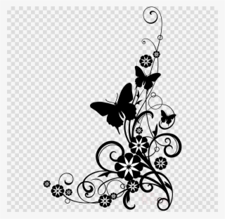 Black And White Flower Clipart Flower Clip Art - Black Floral Border Png