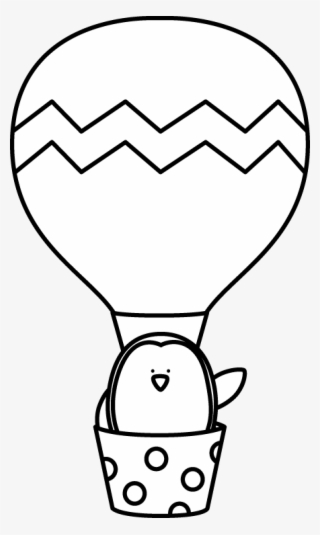 Black And White Penguin In A Hot Air Balloon