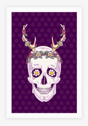 Flower Crown Skull Poster