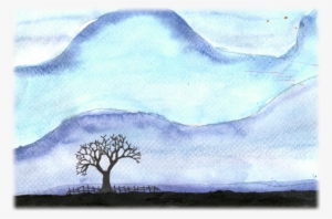 Beautiful Wet In Wet Dark Wash Along The Hill Tops - Oak