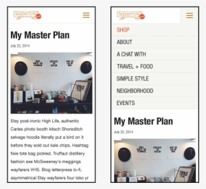 Blog Mobile View With Nav Expanded - Creative Director