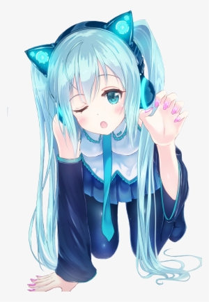 816 Images About Hatsune Miku On We Heart It - Anime Girl With Cat Ears Headphones