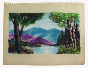 Mountain Lake Pastel Drawing - Watercolor Painting