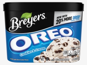 A 56 Ounce Tub Of Breyers Oreo Front Of Pack - Breyers Ice Cream, Chocolate Peanut Butter - 1.5 Qt