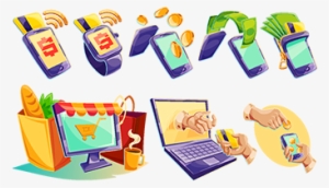 Isometric Icons Of Mobile Phones, Laptop, Wristwatches - Facilidad Animado
