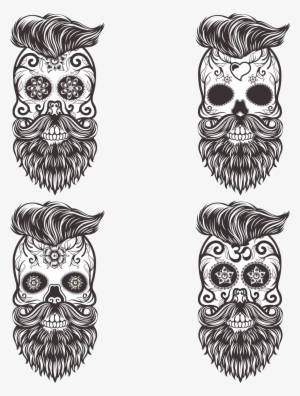 Calavera Skull Euclidean Vector Drawing Day Of The - Day Of Dead Skull With Beard