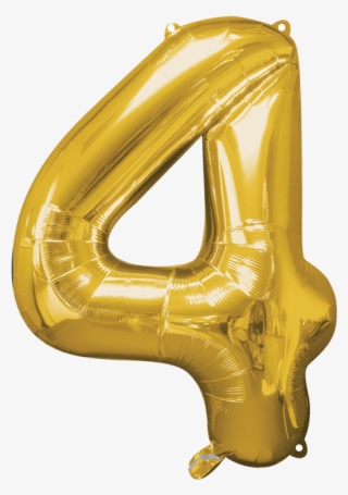 Numero 4 Dorado 28 Pulgadas Globo Metálico - Gold Foil Number 4 Foil Balloon