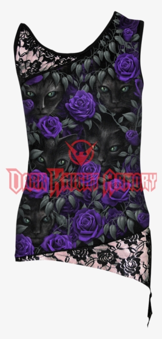 Purple & Black Lace Tank Top