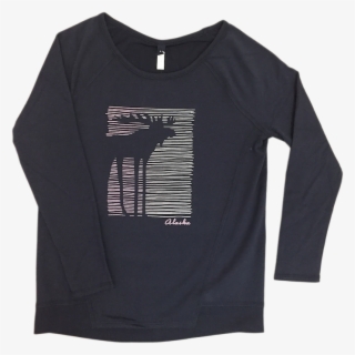 Outline Moose Alaska Ladies Comfy Crew - Long-sleeved T-shirt