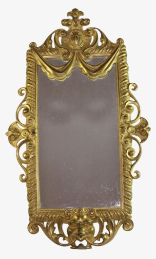 Antique Bronze Wall Mirror With Open Worked Frame And