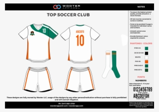 Top Soccer Club Green White Orange Custom Sublimated