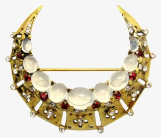 Crown Trifari A Philippe 1946 Sterling Crescent Moon - Necklace