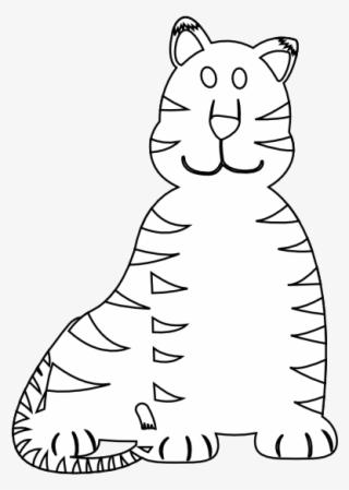 Colorful Animal Tiger Black White Line Art 555px - Clip Art