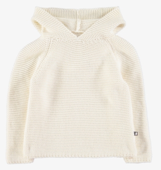 Knitted Floppy Cat Ears Hoodie Ivory And Grey - Hoodie