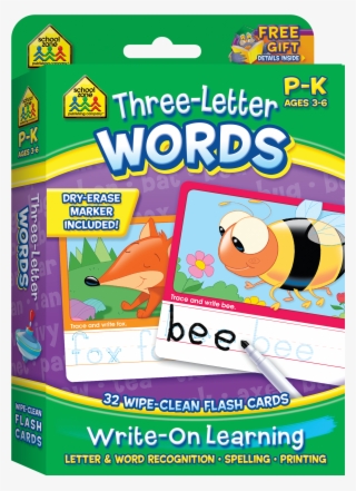 Three Letter Words Write On Learning, Interactive Flash - School Zone Three-letter Words Interactive Flash Cards