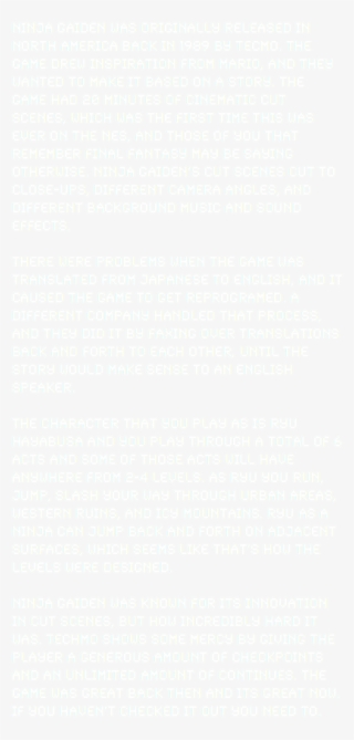 Ninja Gaiden Was Originally Released In North America - Colorfulness