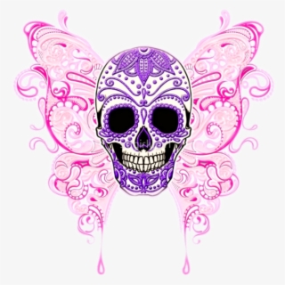 Sugarskull Pink Purple Skull Butterfly - Daliart Clear Stamp Henna Butterflies